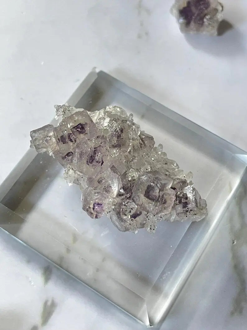 Porcelain Fluorite on Needle Quartz - Yaogangxian, China view 4